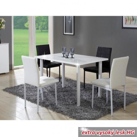 Jedálenský stôl, biela extra vysoký lesk, 120x80 cm, UNITA