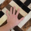 Luxusný kožený koberec, hnedá/čierna/béžová, patchwork, 120x180 , KOŽA TYP 2