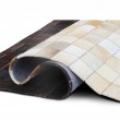 Luxusný kožený koberec, biela/hnedá/čierna, patchwork, 120x180, KOŽA TYP 7