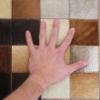 Luxusný kožený koberec, biela/hnedá/čierna, patchwork, 170x240, KOŽA TYP 7
