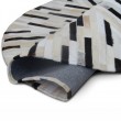 Luxusný kožený koberec, čierna/béžová/biela, patchwork, 150x150, KOŽA TYP 8