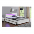 Manželská posteľ, RGB LED osvetlenie, biela ekokoža, 180x200, CLARETA