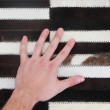Luxusný kožený koberec, hnedá/čierna/biela, patchwork, 120x180, KOŽA TYP 6