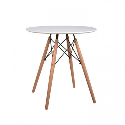 Jedálenský stôl, biela/buk, priemer 60 cm, GAMIN NEW 60