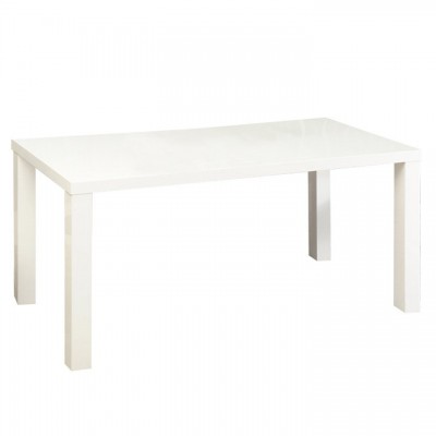 Jedálenský stôl rozkladací, biela vysoký lesk HG, 140-180x80 cm, ASPER NEW TYP 1