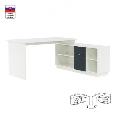 Písací stôl, biela/sivá, DALTON 2 NEW VE 02