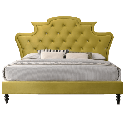 Luxusná posteľ, zlatá Velvet látka, 180x200, REINA