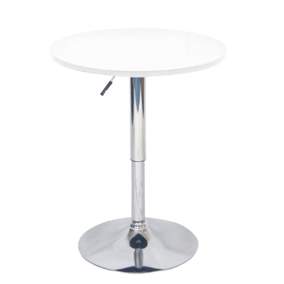 Barový stôl s nastaviteľnou výškou, biela, priemer 60 cm, BRANY NEW