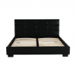 Manželská posteľ s roštom, 160x200, čierna ekokoža, MIKEL