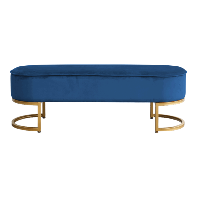 Dizajnová lavica, modrá Velvet látka/gold chróm-zlatý, MIRILA